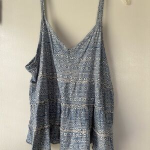 American Eagle Outfitters Blue and White Geometric Tank